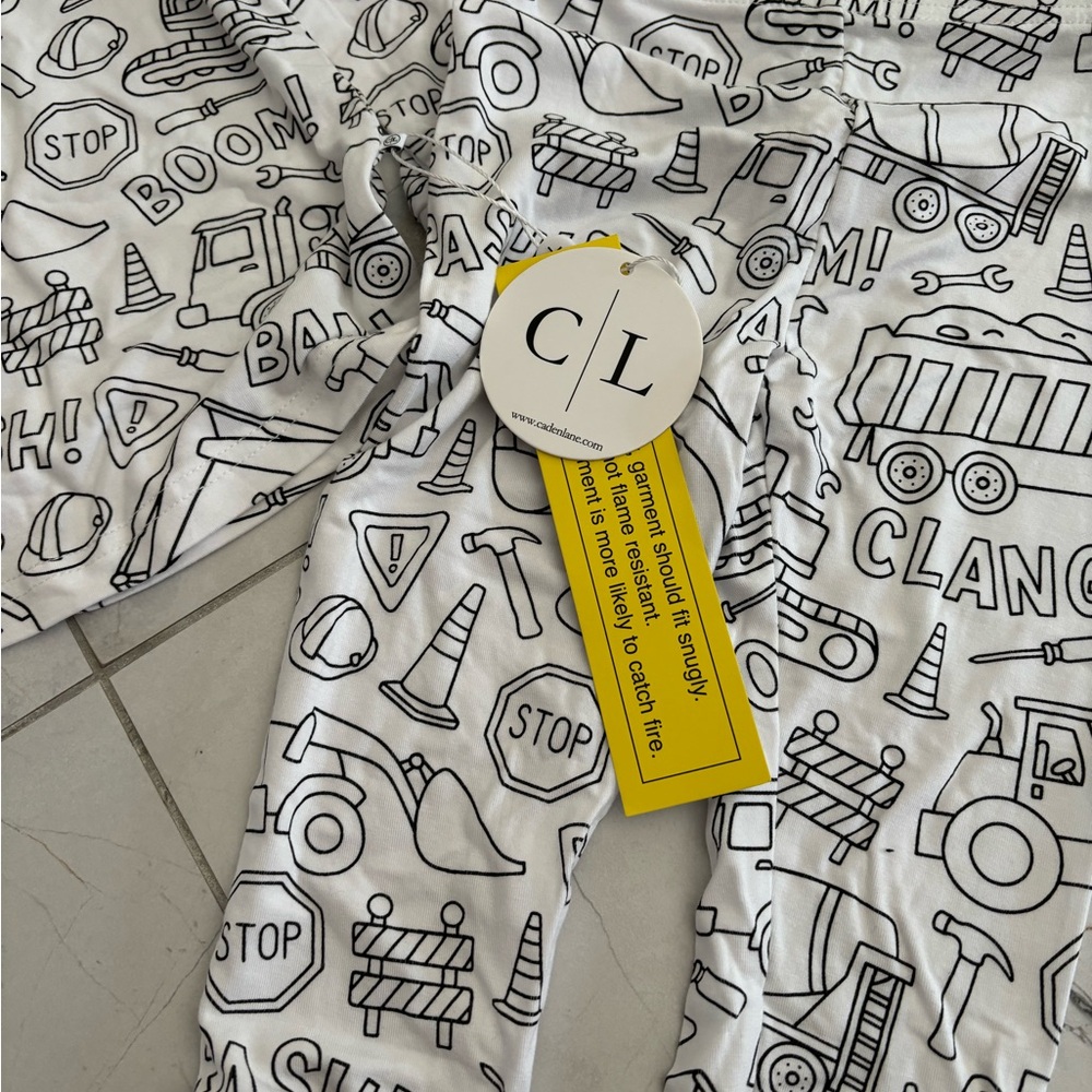 Caden Lane White and Black Kids Pajamas - Picture 2 of 5